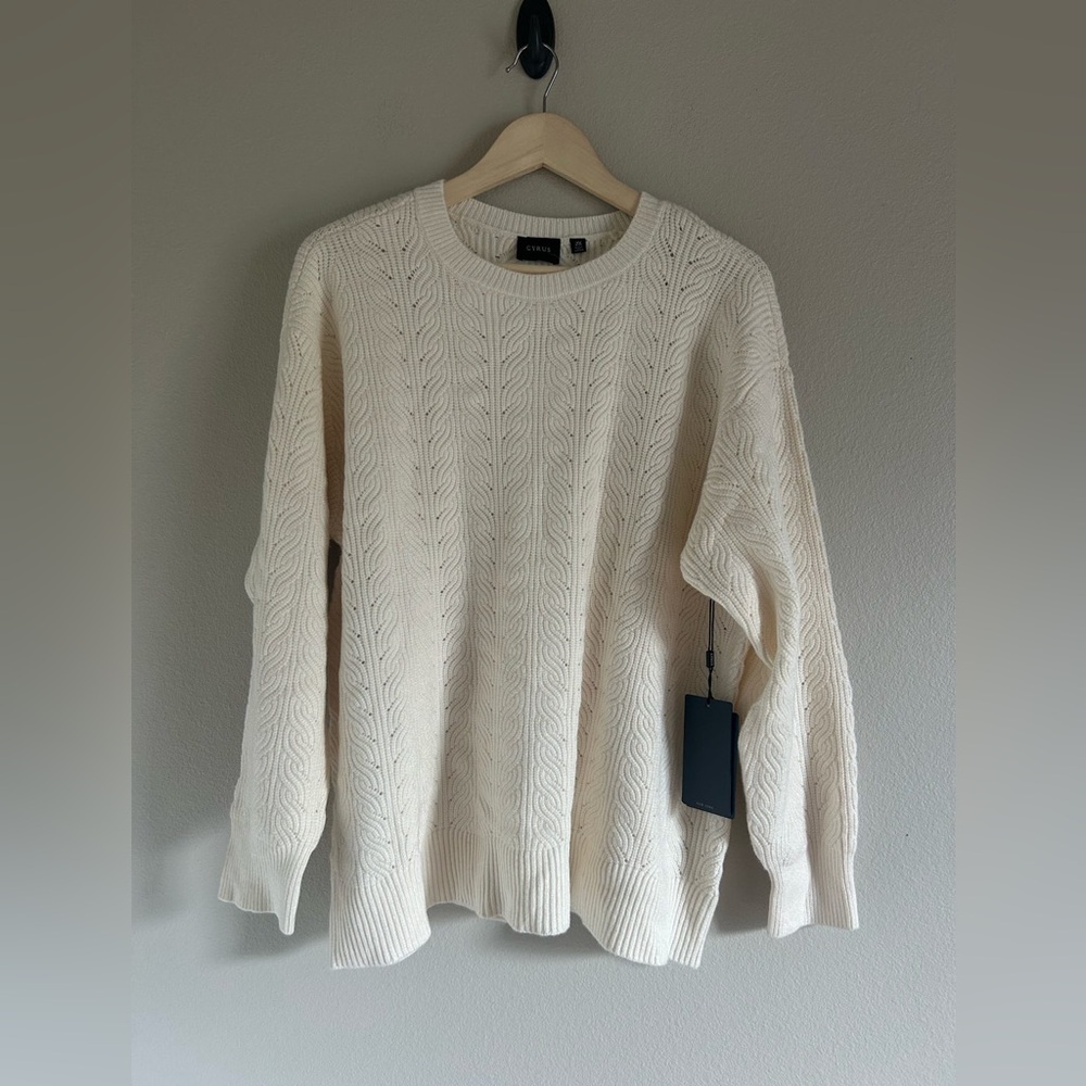 CYRUS Cream Cable Knit‎ Sweater 2X New